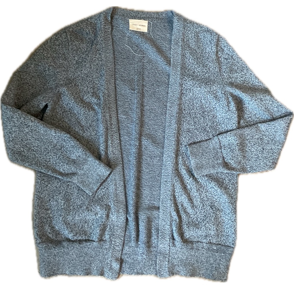 LOVED + ADORED Cozy Marbled Blue Open-Front Cardigan
